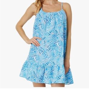 Lilly Pulitzer Jaydan Linen Dress Amalfi Blue By the Seashore size Large
